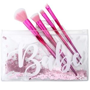 Babe Pink Makeup Brush Set with Clear Pouch